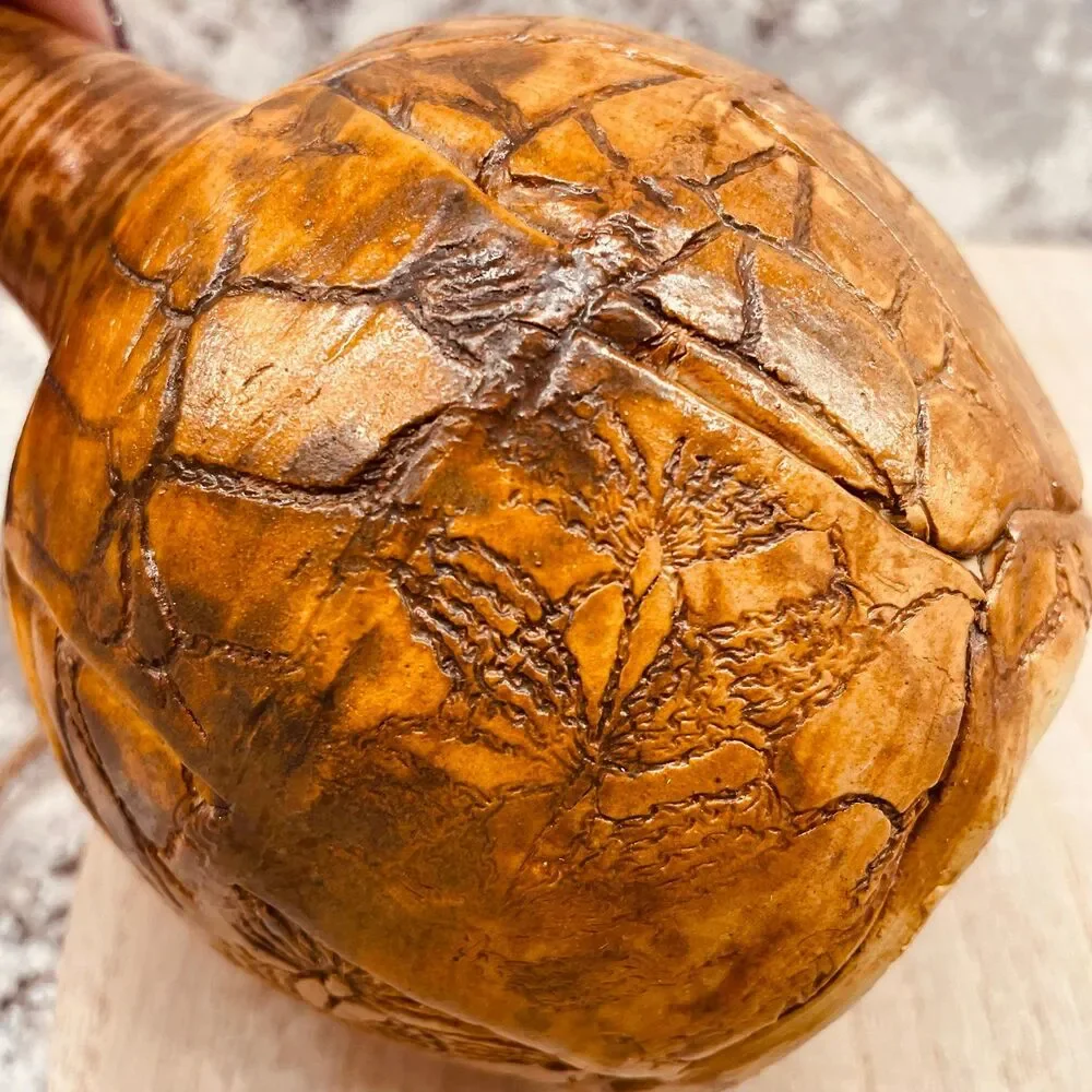 Vintage Otagiri Japan MCM Studio Pottery Vase Incised Bird Stoneware 4